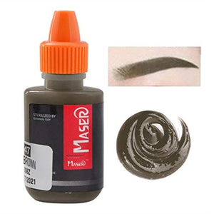 Tattoo Inks Tattoo Pigment Microblading Embroidery Ash Brown Color Liquid Inks 10ml/0.35oz Tattoo Supply with Tattoo Manual Pen Machine for Eyebrow Lip Eyeline Permanent Makeup