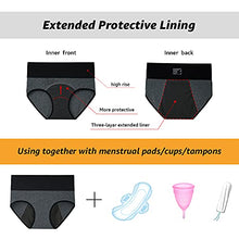 Load image into Gallery viewer, INNERSY Womens Menstrual Period Panties High Waist Cotton Postpartum Underwear 3 Pack(Large, Lake Blue /Light Green /Heather Grey)
