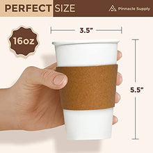 Load image into Gallery viewer, 150 Pack 16oz Disposable Coffee Cups with Lids, Sleeves and Straws - To Go Coffee Cups 16 oz White Paper Cups - Insulated Hot Cups Bulk Disposable Cups - Small Business Togo, Tea, Hot Chocolate, Cocoa
