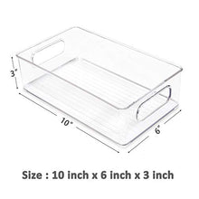 Load image into Gallery viewer, Vtopmart Stackable Clear Plastic Storage Bins, 4 Pack Food Organizer Bins with Handles for Refrigerator, Fridge, Freezer, Cabinet, Kitchen, Pantry Organization, BPA Free, 10" Long
