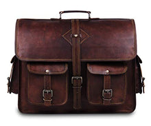 Load image into Gallery viewer, Vintage Leather Laptop Bags for Men Full Grain Large Leather Messenger bag for men 18 inches with rustic look Best leather briefcase by Hulsh

