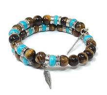 Load image into Gallery viewer, Tiger Eye Turquoise Southwestern Bangle Bracelet for Men &amp; Women
