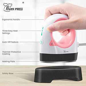 PowerPress Mini Heat Press Machine Easy for T-Shirts, Shoes, Hats, and Small Vinyl Projects (Coral)