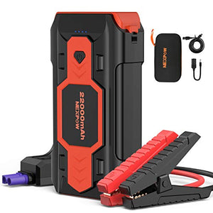 NEXPOW Battery Jump Starter 2500A 22000mAh Car Jump Starter (up to 8.0L Gas/8L Diesel Engines) 12V Car Battery Booster Pack with USB Quick Charge 3.0 and 4 LED Modes Red Blue Warning