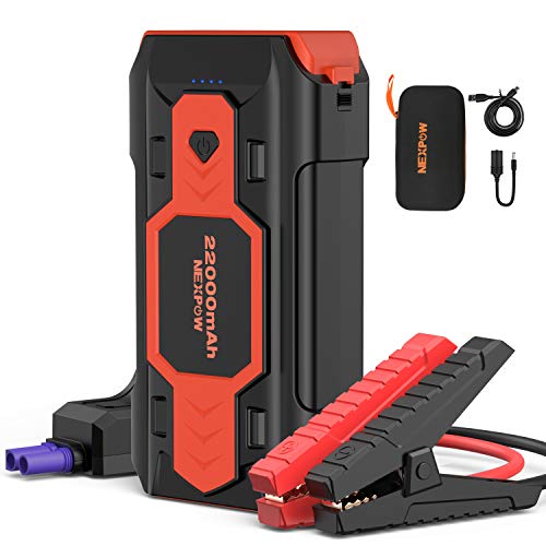 NEXPOW Battery Jump Starter 2500A 22000mAh Car Jump Starter (up to 8.0L Gas/8L Diesel Engines) 12V Car Battery Booster Pack with USB Quick Charge 3.0 and 4 LED Modes Red Blue Warning