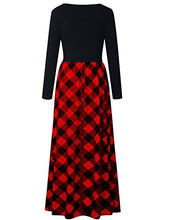 Load image into Gallery viewer, MEROKEETY Women's Plaid Long Sleeve Empire Waist Full Length Maxi Dress with Pockets
