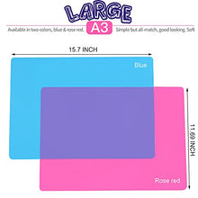 Load image into Gallery viewer, LEOBRO 2 Pack 15.7" x 11.7" Large Silicone Sheet for Crafts Jewelry Casting Mould Mat, Nonstick Heat Resistant Silicone Craft Mat, Placemat, Silicone Mats for Epoxy Resin Crafts, Clay, Blue &amp; Rose Red
