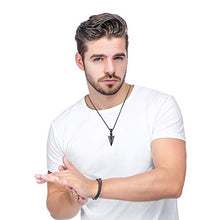 Load image into Gallery viewer, Jstyle Stainless Steel Pendant Necklace for Mens Boys Cool Spearpoint Arrowhead Pendant Chain Necklace Set Black &amp; Silver Tone
