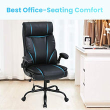 Load image into Gallery viewer, Office Chair Ergonomic Desk Chair PU Leather Computer Chair with Lumbar Support Flip up Armrest Task Chair Rolling Swivel Executive Chair for Women Adults(Black)
