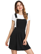 Load image into Gallery viewer, Romwe Women's Cute A Line Adjustable Straps Pleated Mini Overall Pinafore Dress Black XL
