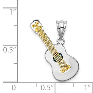 14k Two Tone Yellow Gold Blue Topaz .35bt Guitar Pendant Charm Necklace Gemstone Musical Man Fine Jewelry For Dad Mens Gifts For Him