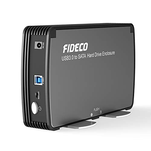 FIDECO SATA Hard Drive Enclosure Case with Fan, USB 3.0 SATA hdd enclosure for 2.5/3.5 inch SATA HDD/SSD, External Hard Drive Case,Support Up to 16TB