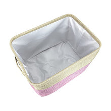 Load image into Gallery viewer, MALIHONG Personalized Foldable Storage Basket Collapsible Sturdy Fabric Dog Toys Storage Bin Cube with Handles for Organizing Shelf Home Closet , Pink and White, Large Size - 15" x 11" x 8"
