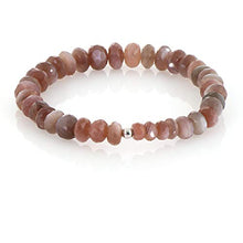 Load image into Gallery viewer, NirvanaIN Mocha Moonstone bracelet, gemstone beads bracelet chocolate moonstone bracelet gift for her Brown beaded bracelet
