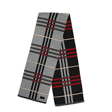 Load image into Gallery viewer, Mio Marino Women Scarf Winter Cashmere Feel, 100% Cotton Fashion Scarves, Long Shawl - Black Red Lines - One Size
