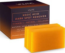 Load image into Gallery viewer, VALITIC 2-Pack Kojic Acid Dark Spot Remover Soap Bars &amp; 1 Pair (Black) Style Korean Exfoliating Gloves for Body Scrub
