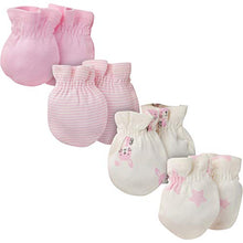 Load image into Gallery viewer, GERBER Baby Girls' 8-Piece Organic Cap and Mitten Set, Bunny, Newborn
