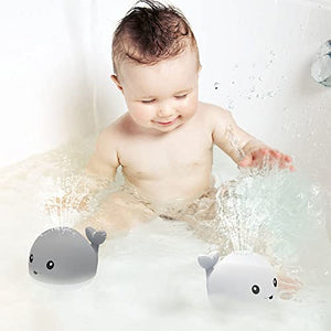 DPTOYZ Baby Bath Toys, Whale Bath Toys Induction Sprinkler Light Up Bath Toys for Toddlers Kids Boys Girls, Pool Bathroom Baby Toys , Bathtub Shower for Toddlers Pack of 2