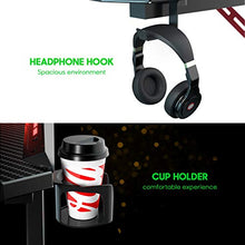Load image into Gallery viewer, SOViD Gaming Desk with LED RGB Lights 47 Inch PC Computer Desk Y Shaped Gamer Setup Accessories for Sons' Gift Game Table Gamer Handle Rack Cup Holder &amp; Headphone Hook Black

