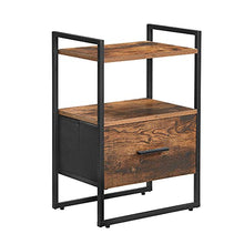 Load image into Gallery viewer, SONGMICS Nightstand, End Table, Fabric Drawer with MDF Front, for Bedroom Closet Dorm, Steel Frame, Industrial, Rustic Brown and Black ULGS102B01
