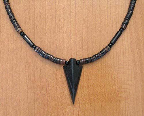Black Jasper Arrowhead Pendant Necklace