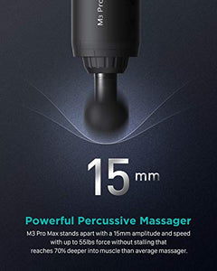 Massage Gun for Athletes Deep Tissue Percussion Fascia Massager for Soreness Relief, 15mm Amplitude 3,300 Percussions Power Neck Back Massager in Gym, OPOVE M3 Pro Max, Black