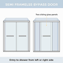 Load image into Gallery viewer, DELAVIN 57-59 in. Semi-Frameless Bypass Shower Door, Bathroom Sliding Shower door, SGCC Tempered Glass Door with Explosion-Proof Film, Stainless Steel, Aluminum
