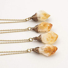 Load image into Gallery viewer, Raw Citrine Crystal Antique Bronze Long Chain Pendant Necklace 24 Inches
