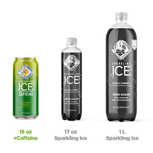 Sparkling Ice +Caffeine Triple Citrus Sparkling Water, with Antioxidants and Vitamins, Zero Sugar, 16 fl oz Cans (Pack of 12)