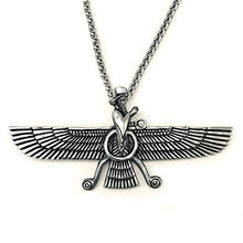 Load image into Gallery viewer, Asoodehdelan Xtra Large Sterling Silver Persian Farvahar Faravahar Necklace
