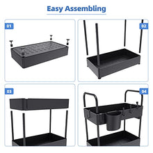 Load image into Gallery viewer, Under Sink Organizer, 2 Tier Under Sink Storage with Cleaning Brush 6 Hooks and 2 Hanging Cups, Waterproof Bathroom Organizer Under Sink for Kitchen,Bedroom,Cabinet,Cosmetics,Narrow Space
