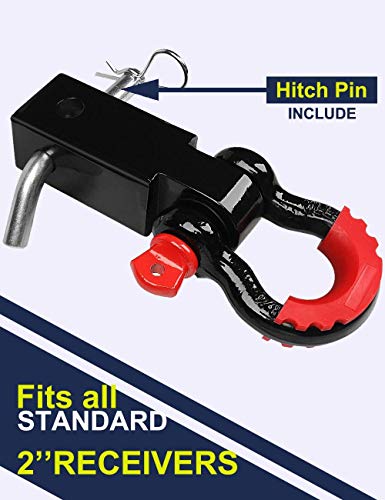 Load image into Gallery viewer, LIBERRWAY Shackle Hitch Receiver 2 inch 41918 Lbs Break Strength with 3/4'' D Ring Shackle + Center Console Organizer for Jeep Wrangler JL/JLU (2018-19)