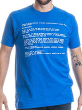 Load image into Gallery viewer, BLUE SCREEN OF DEATH Adult Unisex T-shirt / Geeky Windows Error Nerd Computer Tee Shirt L
