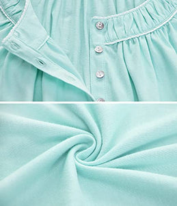 100% Cotton Nightgowns for Women Soft Ladies Gowns Sleepwear Long Sleeveless Nightgown Green XXL
