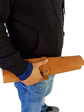 Load image into Gallery viewer, chef knife bag |Travel-Friendly Chef Knife Wrap Bag | Genuine Leather Knife Roll | Storage Bag Handles Carry Case Kitchen | travel bag knives holder | for professional Chefs | KB006 (Crunch Brown)
