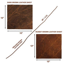 Load image into Gallery viewer, Real Leather Fabric Leather Sheets for Leather Earrings, Leather Wallet &amp; Crafts – Genuine Full Grain Buffalo Leather, Not Faux Leather Sheets – Dark &amp; Russet Brown (2 Sheets + Leather Cord)
