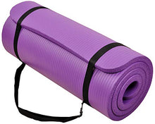 Load image into Gallery viewer, BalanceFrom GoCloud All-Purpose 1-Inch Extra Thick High Density Anti-Tear Exercise Yoga Mat with Carrying Strap (Purple), 71&quot; Long 24&quot; Wide
