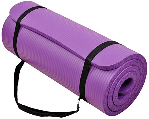BalanceFrom GoCloud All-Purpose 1-Inch Extra Thick High Density Anti-Tear Exercise Yoga Mat with Carrying Strap (Purple), 71