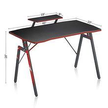 Load image into Gallery viewer, DESINO Gaming Desk 40 inch PC Computer Desk, Home Office Desk Table Gamer Workstation with Cup Holder and Headphone Hook, Black
