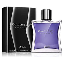 Load image into Gallery viewer, Daarej for Men EDP - Eau De Parfum 100ML (3.4 oz) | Oriental Fragrance for every Occasion | Enchanting Patchouli, Sandalwood with Subtle Essence of Vanilla and Rose | Elegant bottle | by RASASI Perfumes
