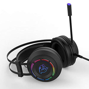 Ajazz DHG160 Gaming Headset PS4 Headset with 7.1 Surround Sound, DOUYU Gaming Headset w/Noise Canceling Microphone, RGB Light, Compatible with PS4/Switch/PC/PS3/Mac/Laptop, Black