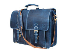 Load image into Gallery viewer, Leather Briefcase Office Bag for Men Padded Laptop Sleeve by Aaron Leather Goods 17 Inch Brown (Royal)

