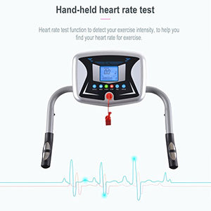 Folding Treadmill, Electric Running Machine with LCD Monitor Motorized Walking Running Machine Equipment for Home Gym (Silver)