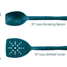 Load image into Gallery viewer, Rachael Ray Tools and Gadgets Flexi Turner and Scraping Spoon Set / Cooking Utensils - 2 Piece, Teal Blue
