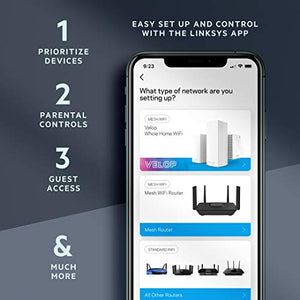 Linksys Mesh Wifi 6 Router, Dual-Band, 1,700 Sq. ft Coverage, 25+ Devices, Speeds up to (AX1500) 1.5Gbps - MR7310