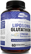 Load image into Gallery viewer, NutriFlair Liposomal Glutathione Setria® 700mg - Pure Reduced, Stable, Active Form L Glutathione reductase (GSH), Enhanced Absorption - Non GMO Antioxidant, Detox, Cardiovascular, Brain, Immune Health
