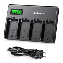 Load image into Gallery viewer, Powerextra 4 Pack Replacement Sony NP-F970 Battery &amp; 4-Channel Battery LCD Charger Compatible with Sony DCR-VX2100, DSR-PD150, DSR-PD170, FDR-AX1, HDR-AX2000, HDR-FX1, HDR-FX7, HDR-FX1000, HVL-LBPB
