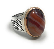 Load image into Gallery viewer, KAR 925K STERLING SILVER NATURAL VEINY AGATE (Aqeeq) MEN&#39;S RING USA SELLER K32F (8)
