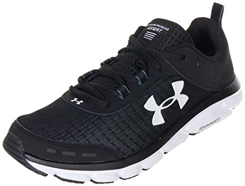 Under Armour mens Charged Assert 8 Running Shoe, Black/White, 11 US
