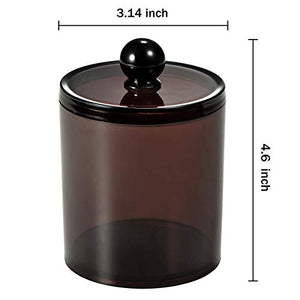 SheeChung 4 Pack Plastic Acrylic Bathroom Vanity Countertop Canister Jars with Storage Lid, Apothecary Jars Qtip Holder Makeup Organizer for Cotton Balls,Swabs,Pads,Bath Salts (Amber, 15 Oz)